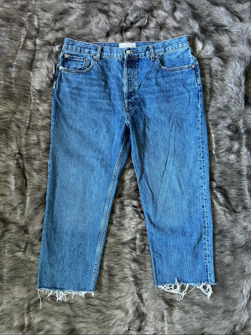 Everlane The Relaxed Straight Fit Jeans 100% Organic Cotton Size 31 Reg Raw Hem
